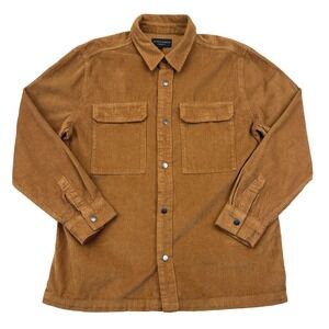 No Boundaries Shirt Jacket Mens Medium‎ Brown Corduroy Oversized Snap Front